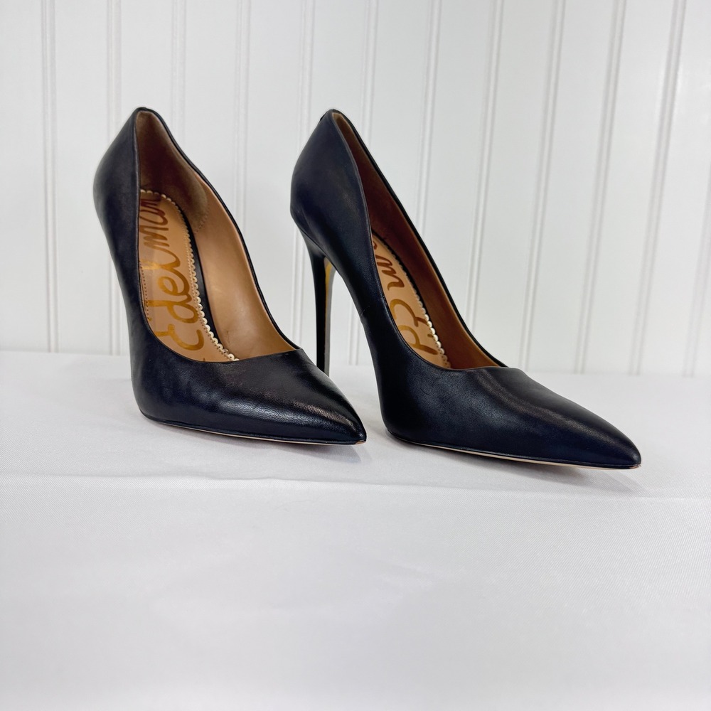 Sam Edelman Black Leather Pointed Toe Stiletto Heels